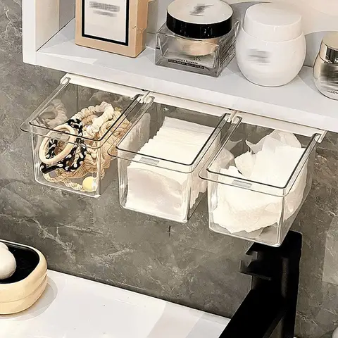 Clear bathroom storage box